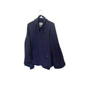 UGG Poncho Jacket Womens XS/S Navy Blue‎ Fleece Lined Cowl Neck Pockets